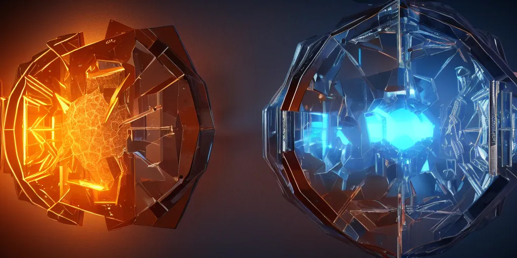 Prompt: a complex time crystal mechanism that can open portals to other dimensions, 4k octane render, detailed, extreme detail, cinematic, soft lighting, vfx