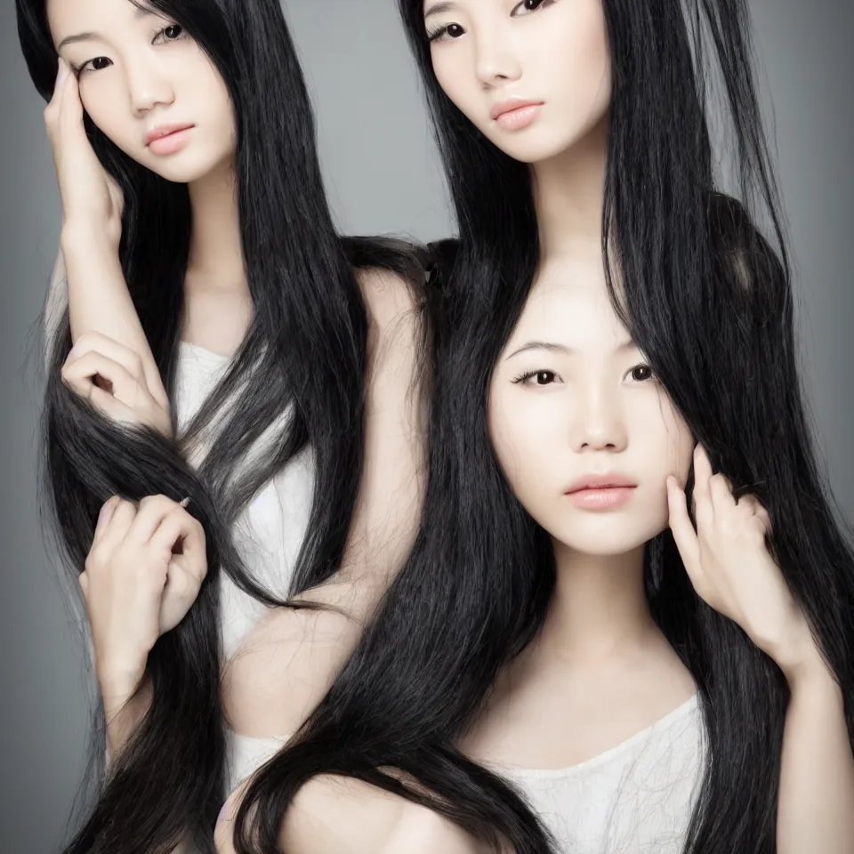 Prompt: a beautiful chinese girl, long black hair flowing, clear soulful eyes