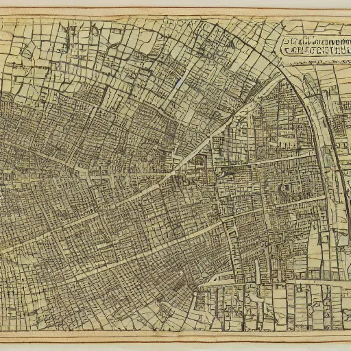 Prompt: city plan drawing in style 1 6 th century map
