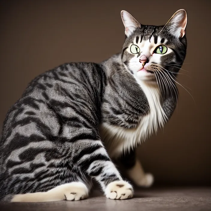 Prompt: full length photo of a cat with mear themed armour, highly detailed, 4 k, hdr, smooth, sharp focus, high resolution, award - winning photo