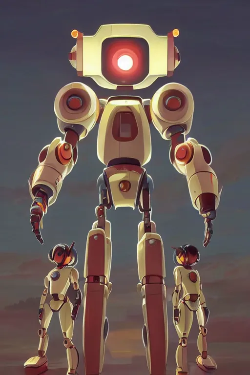 Image similar to metabots medabots medarotto medarot robot minimalist comics, behance hd by jesper ejsing, by rhads, makoto shinkai and lois van baarle, ilya kuvshinov, rossdraws global illumination ray tracing hdr radiating a glowing aura