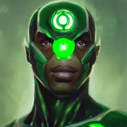 Image similar to portrait of Idris Ekba as green lantern, DC art, art by greg rutkowski, matte painting, trending on artstation