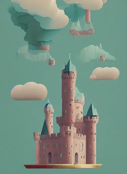 Prompt: Paper cut-out illustration of a castle in the clouds, Morgana Wallace,Fideli Sundqvist, Katrin Rodegast, Eiko Ojala