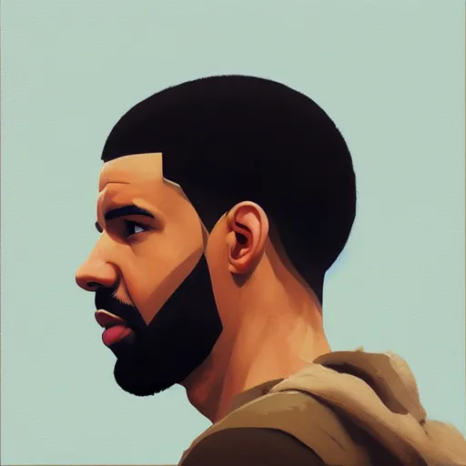 Image similar to Drake profile picture by Greg Rutkowski, asymmetrical, Organic Painting , Matte Painting, geometric shapes, hard edges, street art, trending on the artstation, HD:2 by Sachin Teng:4