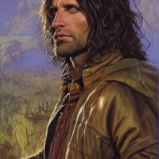 Image similar to Strider woodsman Aragorn by Mark Brooks, Donato Giancola, Victor Nizovtsev, Scarlett Hooft, Graafland, Chris Moore