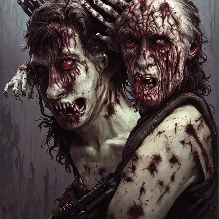 Prompt: scary horrific star wars, zombie han solo, dark fantasy, body horror, sores and scars, undead. highly detailed, biopunk, digital painting, by greg rutkowski, artgerm and alphonse mucha