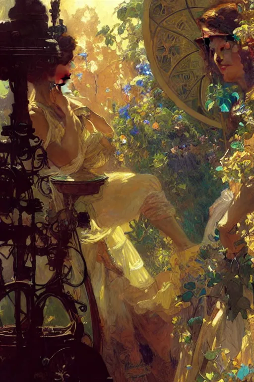 Image similar to augmented reality, virtual reality, painting by gaston bussiere, craig mullins, greg rutkowski, alphonse mucha