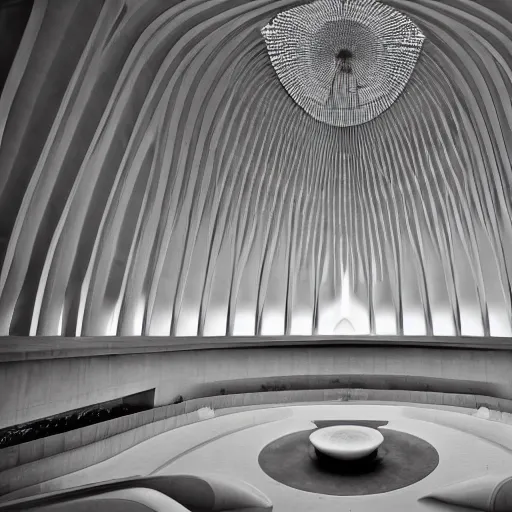 Prompt: interior of a futuristic lotus temple, by h r giger, intricate contemporary architecture, photo journalism, photography, cinematic, national geographic photoshoot