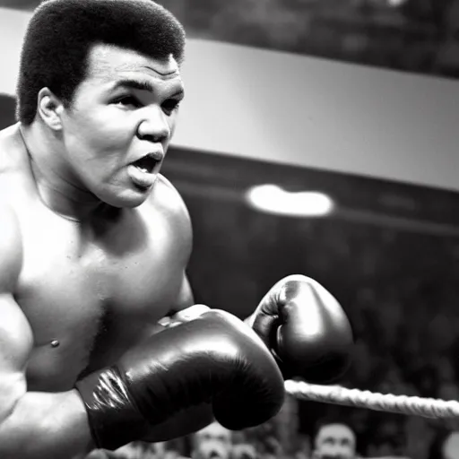 Image similar to muhammad ali as an overweight website admin