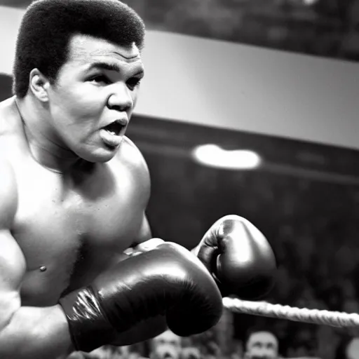 Prompt: muhammad ali as an overweight website admin