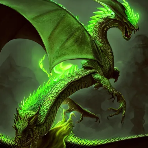 Image similar to a green dragon, digital painting, trending on artstation, matte painting, highly detailed, intricate linework