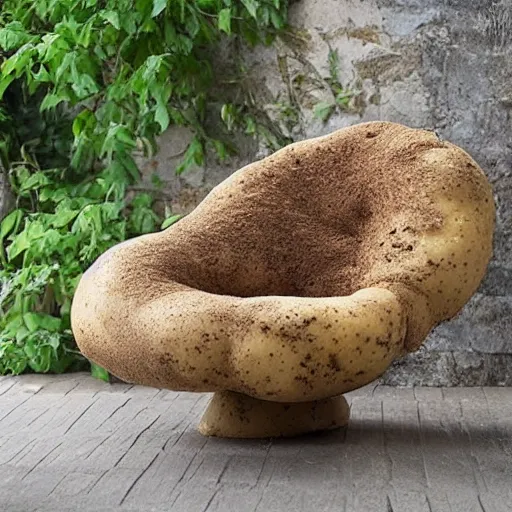 Image similar to a chair made of potatoes