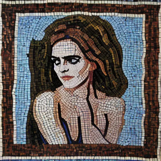 Prompt: roman bath mosaic of emma watson