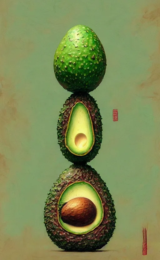 Image similar to anthro avocado creature painting by chiara bautista, beksinski and norman rockwell and greg rutkowski weta studio, and lucasfilm