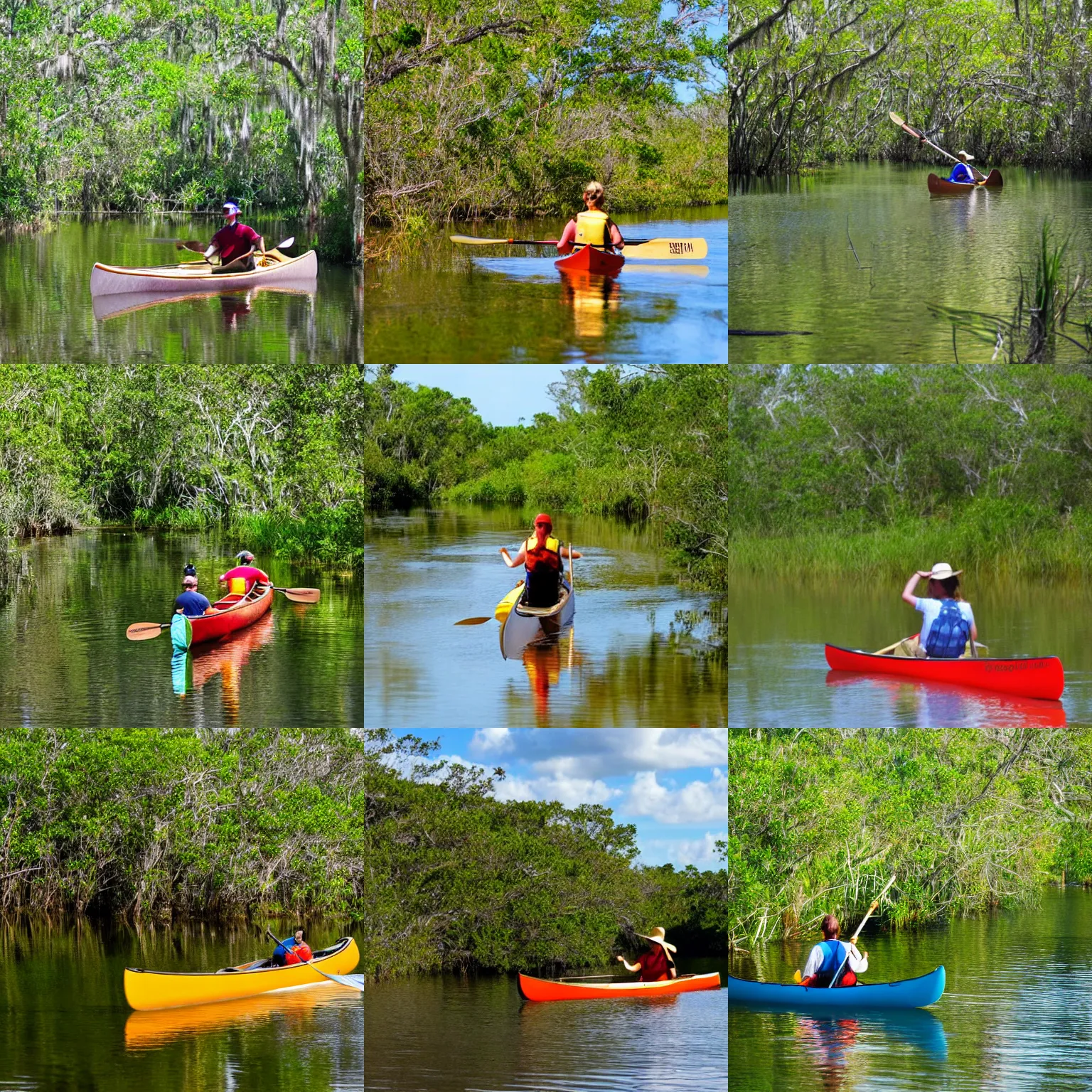 Prompt: canoeing in everglades national park