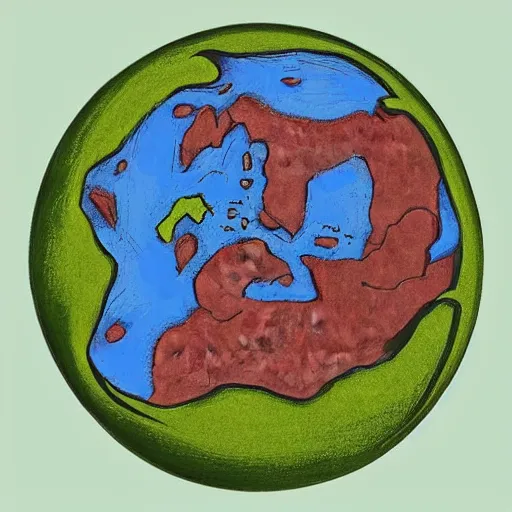 Image similar to claymation of a diagram of the Earth as a human face screaming