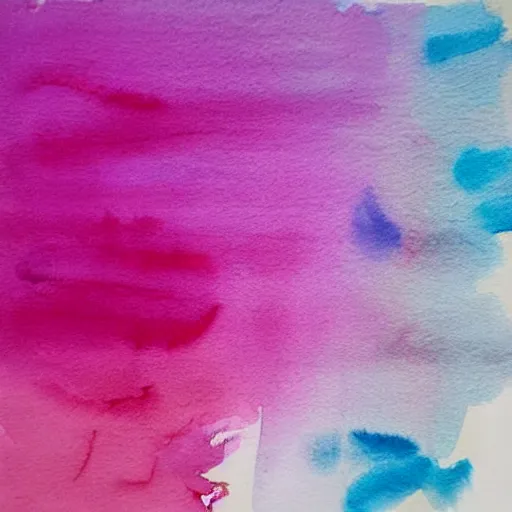 Prompt: pink white blue ombre, watercolor, wash, light, grainy