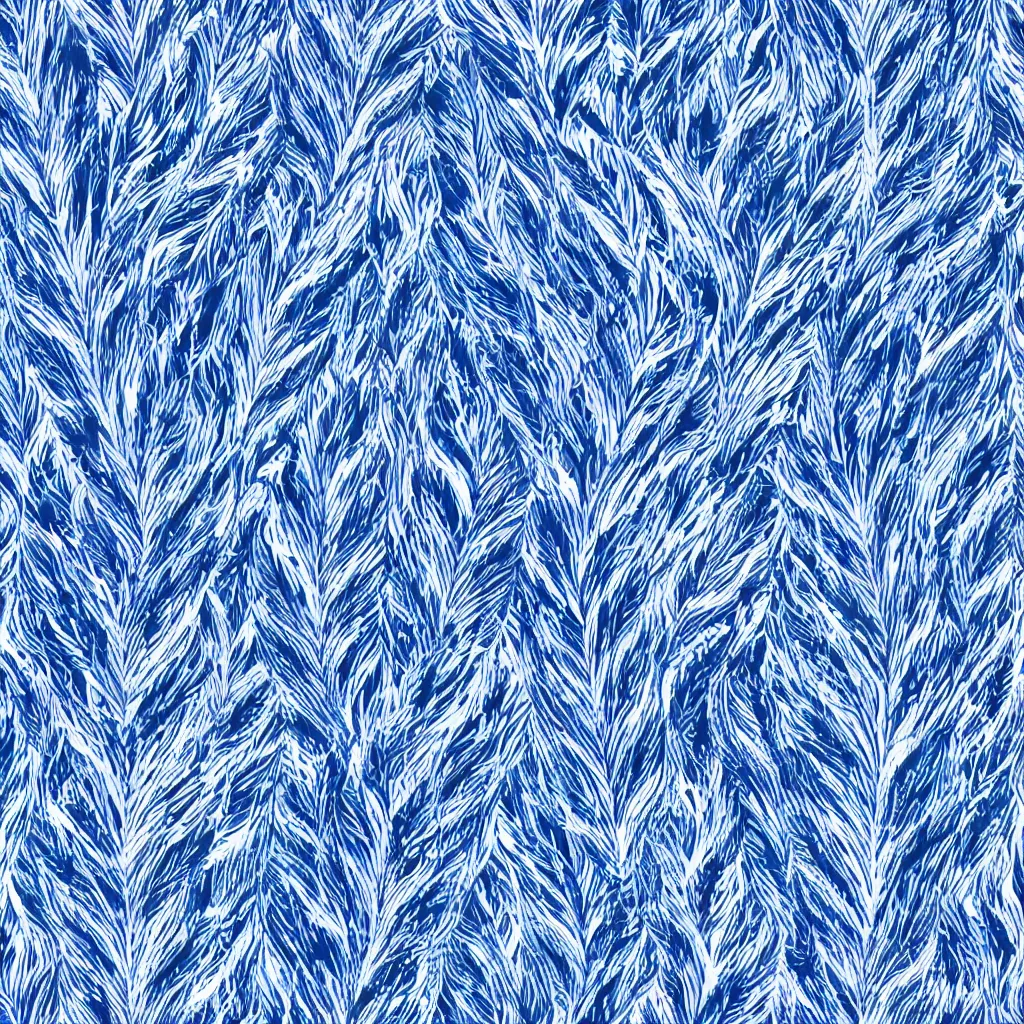 Prompt: seamless blue and white symmetric feather texture, 4k