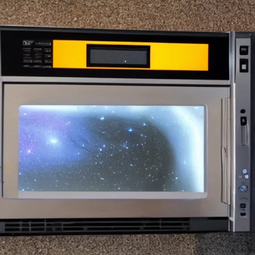 Prompt: the universe in a Dell microwave