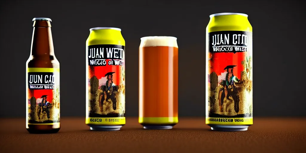 Image similar to juan caloto mexican beer wild west, octane render, juicy ipa