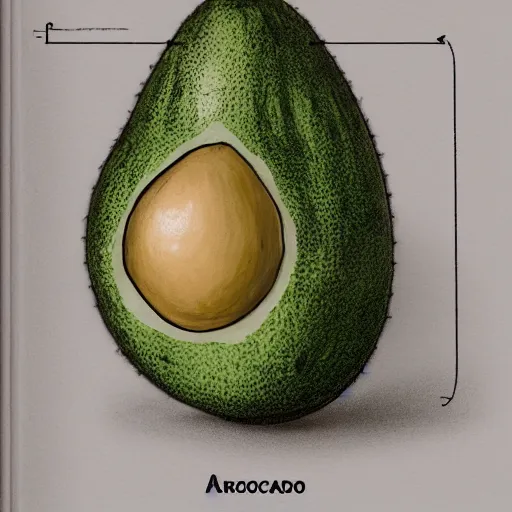 Prompt: anatomy of a avocado, da vinci notes, ultradetailed, artstation