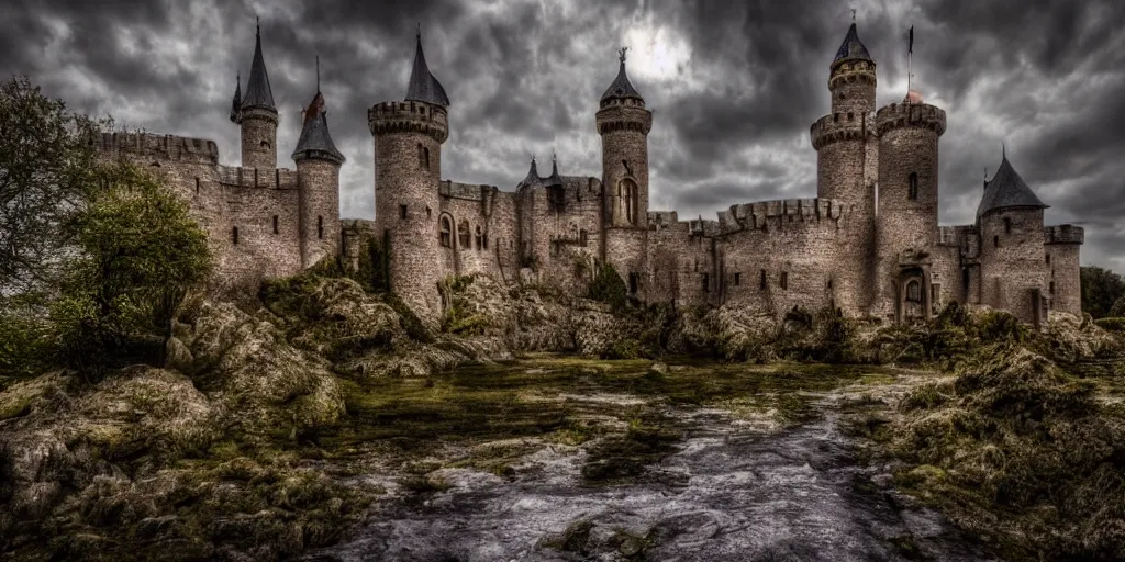 Image similar to a castle, 35mm lens, 8k, fantasy, hyper realistic, dramatic lighting, cinematic