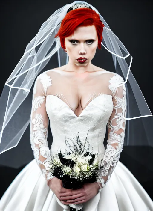 Image similar to photo of black widow in a wedding dress, symmetry, awesome exposition, very detailed, highly accurate, intricate, professional lighting diffracted lightrays, 8 k, sense of awe