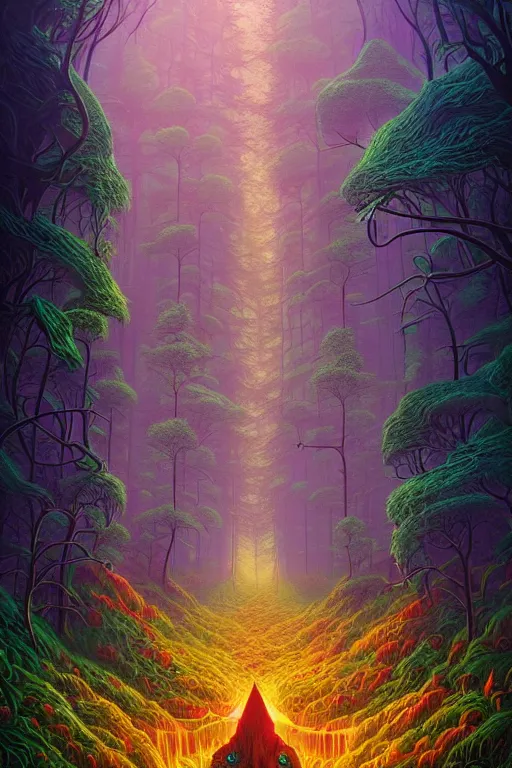 Image similar to fantasy forest. dan mumford beeple. michael cheval. anato finnstark.