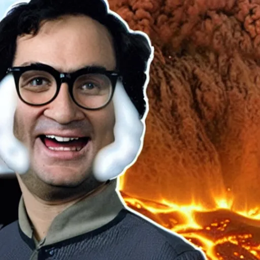 Prompt: leonard hofstadter in south asian volcano eruption news