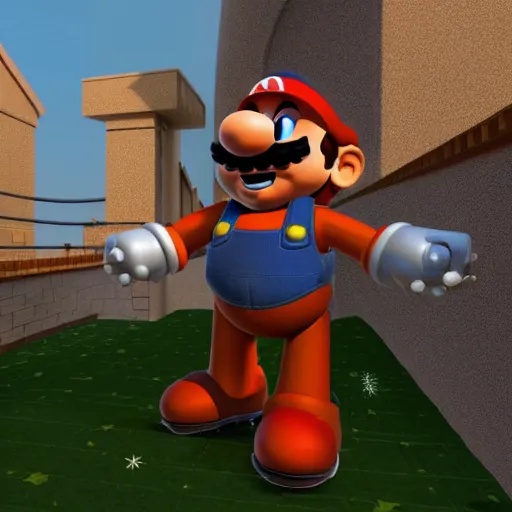 Prompt: A bot in the game Super Mario 64, vray, 8k, highly detailed, unreal engine