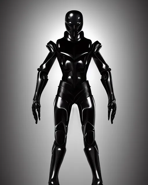 Prompt: iridescent sinewy smooth muscular male sleek glossy black pearlescent scifi armor with smooth black featureless helmet, by thedarkestseason neil nelson, trending on artstation