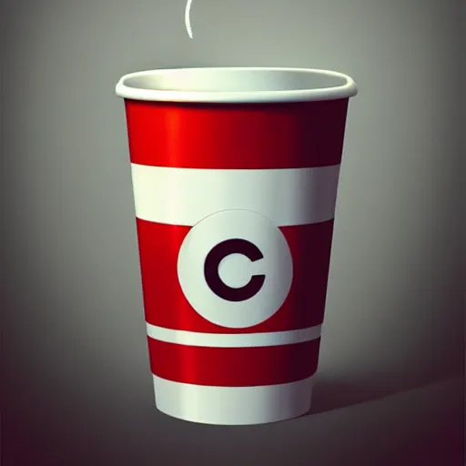 Image similar to white paper cup with red strip ring as a cartoon character!!!, hyperrealistic, highly detailed, cinematic, volumetric sunlight, beautiful, cgssociety, artstation, 8 k, oil painting by greg rutkowski, by artgerm, by wlop