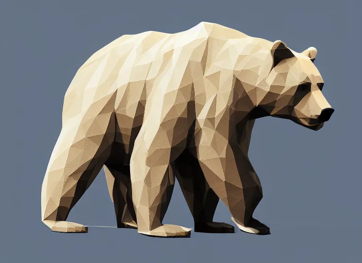 Image similar to low polygon render of a bear, on a white background, isometric 3 d, ultra hd