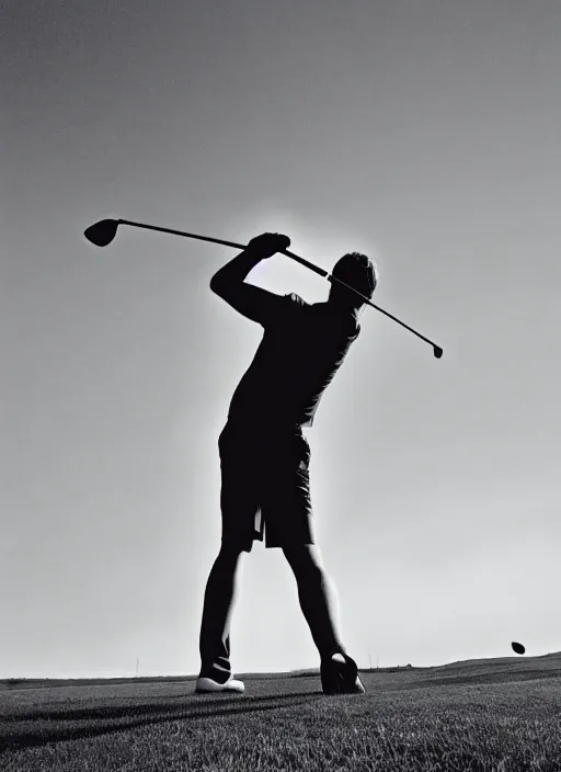 Image similar to golfing black and white portrait white sky in background