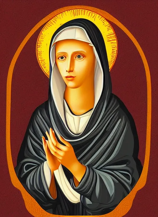 Prompt: digital art of saint catherine of siena vector art beautiful painterly features