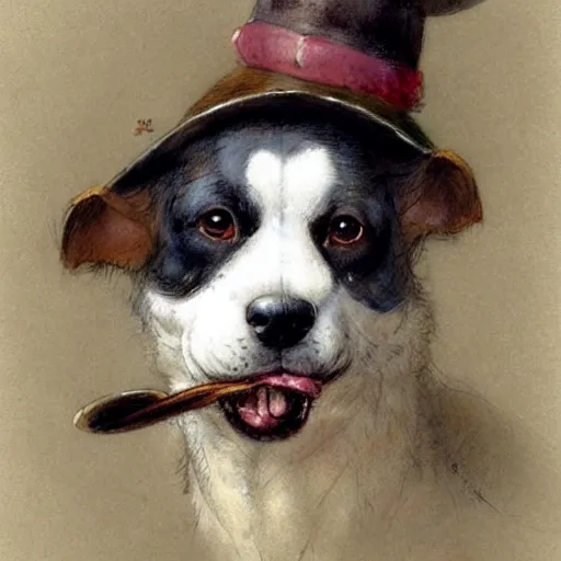 Prompt: ( ( ( ( ( dog with a hat eating ice cream!!!. muted colors. ) ) ) ) ) by jean - baptiste monge!!!!!!!!!!!!!!!!!!!!!!!!!!!