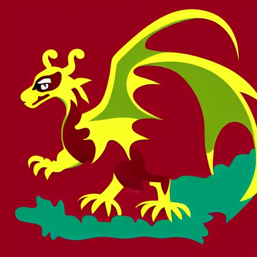 Image similar to vector art of welsh dragon and cute panda mixed, intercrossed, chimera, welsh flag, adobe illustrator