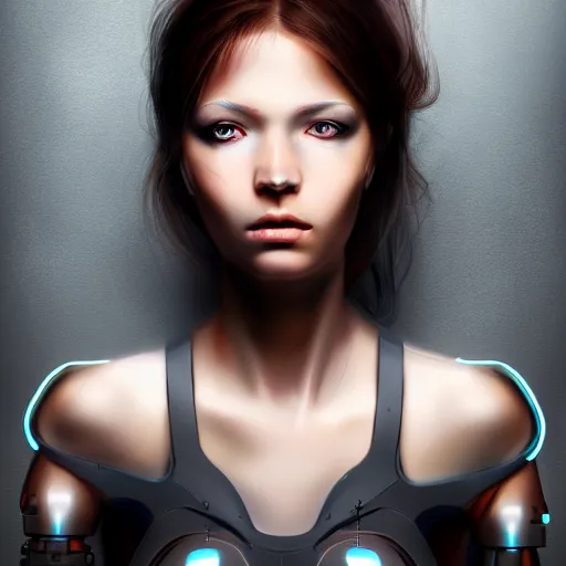 Image similar to beautiful girl cyborg, fullbody, full shot, hyper realistic, concept art, artstaition, deviantart