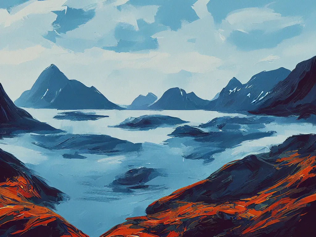 Image similar to the fjords of norway by alena aenami, petros afshar speedart