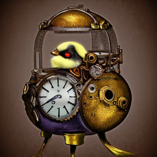 Image similar to a baby chick, steampunk