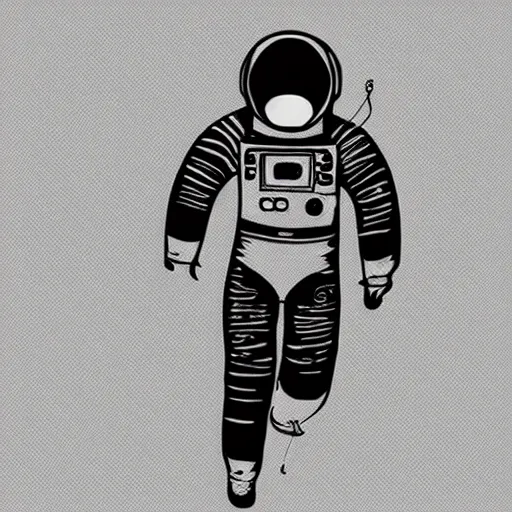 Image similar to an astronaut in space, drawn with dots, art, minimalist,