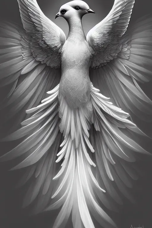 Prompt: Ethereal majestic Pigeon bird, intricate detail, ornate, conceptual art, soft light, dynamic, art by artgerm