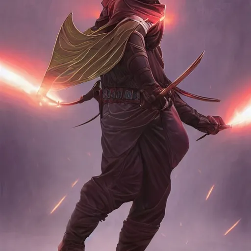 Image similar to character concept, wide angle, full body, symmetrical, young man with dark ninja clothes. detailed, high quality, dynamic lightning, fantasy, scenematic. artwork by artgerm, wlop, alex ross, greg rutknowski, alphonse mucha