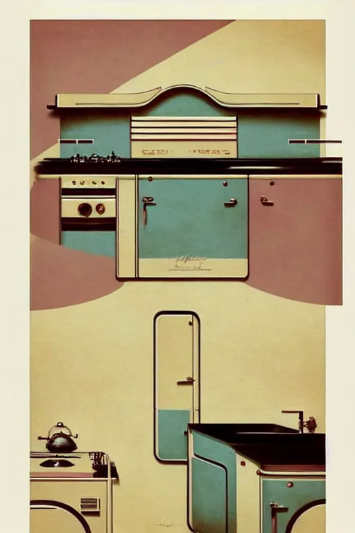 Prompt: ( ( ( ( ( 1 9 5 0 s retro future art deco kitchen design. muted colors. ) ) ) ) ) by jean - baptiste monge!!!!!!!!!!!!!!!!!!!!!!!!!!!!!!