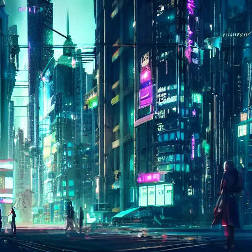 Prompt: photo of a cyberpunk city