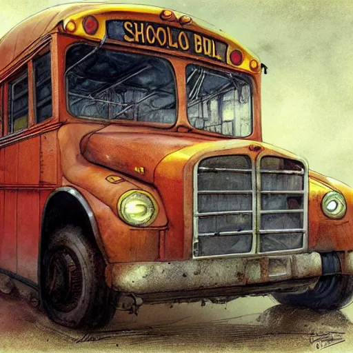 Image similar to a schoolbus, by jean - baptiste monge