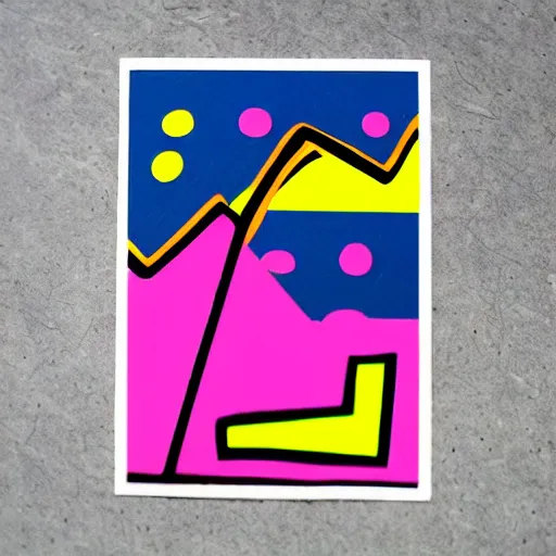 Image similar to Neo-memphis aesthetic, Liminal space in outer space, Matisse-influenced graphics, sticker design