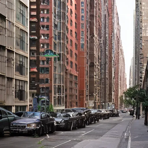 Prompt: This Kind Of Smart, Walkable, Mixed-use Urbanism Is Illegal To Build In Most American Cities, 1910s architecture, new york city, chicago, victorian architecture, art deco, 1940s, tall buildings, skyscrapers, tenement buildings, apartments, amazing color photograph, award winning, national geographic, highly detailed, gorgeous lighting, photorealistic