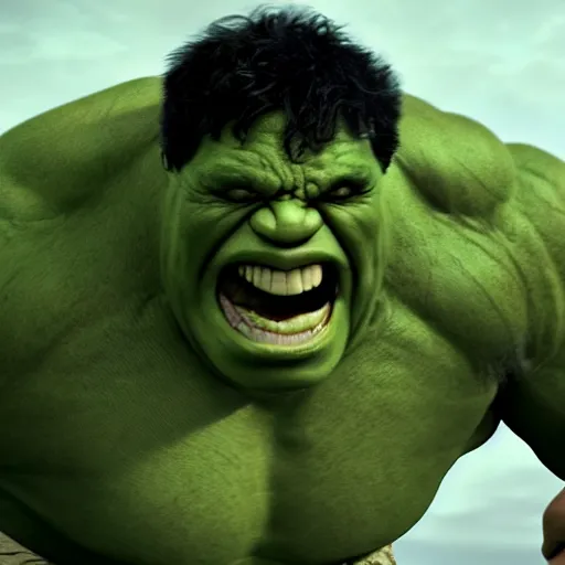 Prompt: Harvey Price as The Hulk, cinematic, photorealistic, movie still, 8k