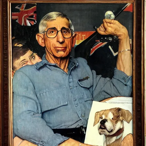 Image similar to a norman rockwell painting of anthony fauci